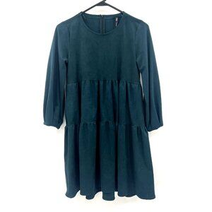 Zara Green Faux Suede Long Sleeve Dress Womens Small